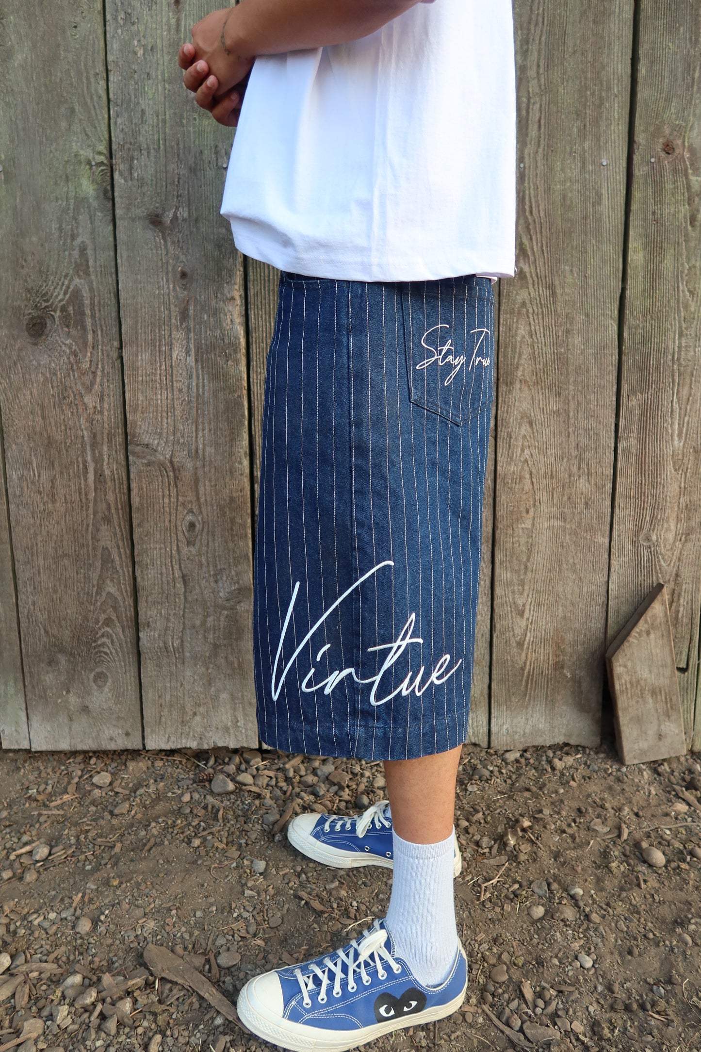 Pinstripe Denim.