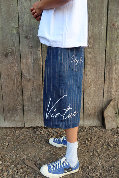 Pinstripe Denim.