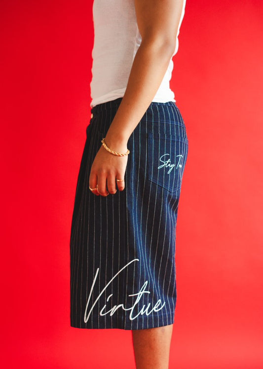 Pinstripe Denim.