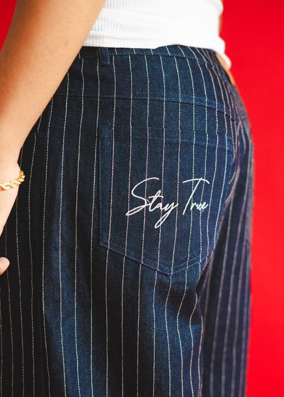 Pinstripe Denim.